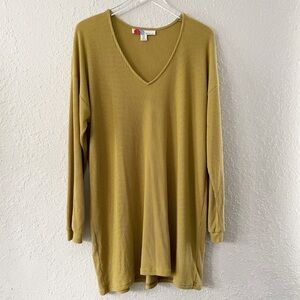 Free People Beach Ribbed Yellow Olive Tunic Large